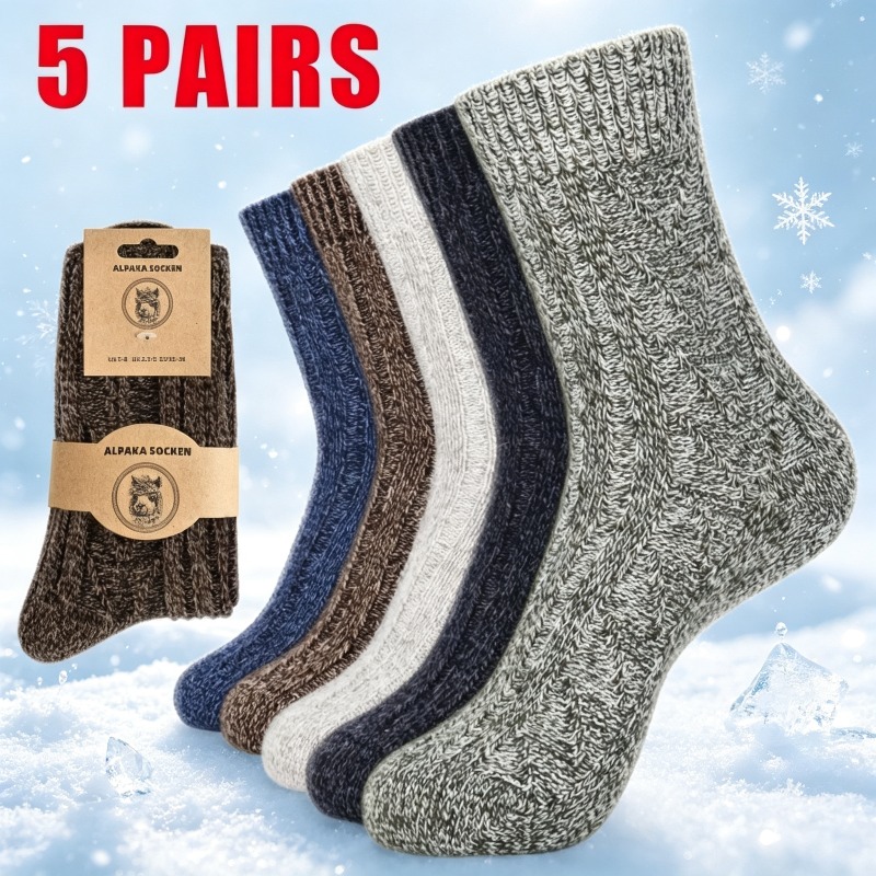 TEMU Lot de 5 paires de chaussettes thermiques épaisses en pour femme et homme, ensemble de chaussettes d'hiver chaudes en peluche épaissie avec
