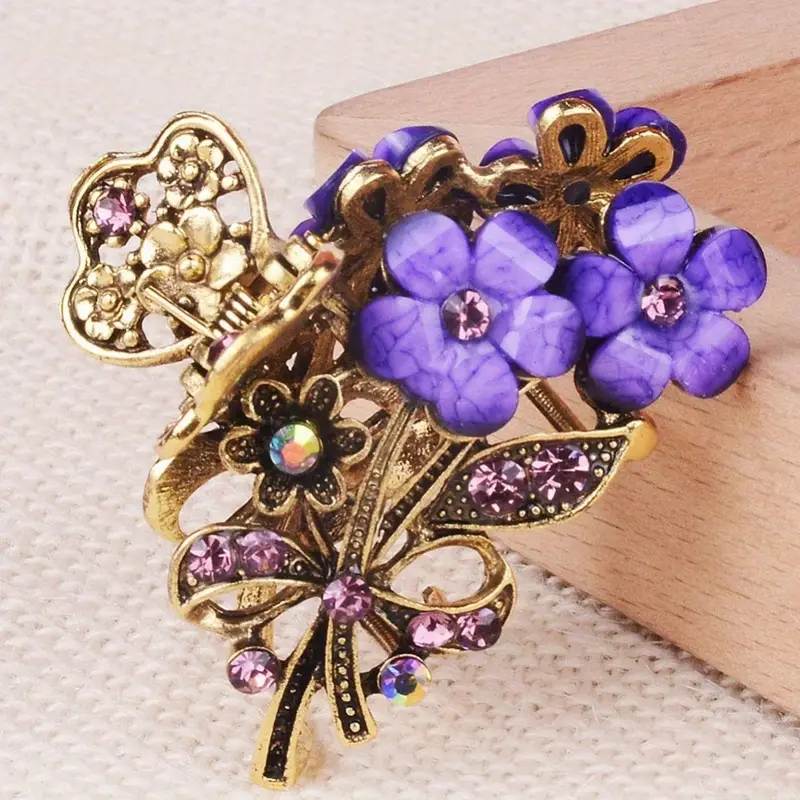 4pcs retro flower medium hair claw clips with   womens fashion metal alloy hairpins suitable for   length hair   daily use and parties ideal gift for   Product details 3