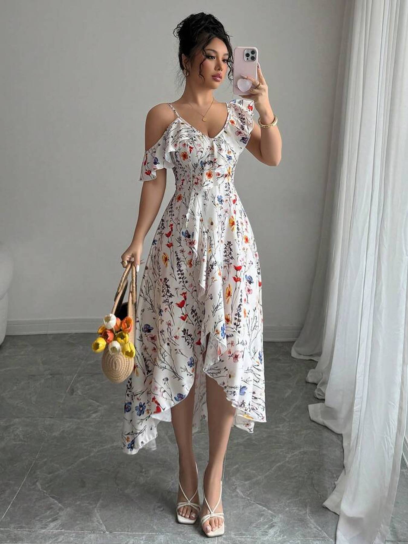 Luxuar Avondjurk met one shoulder-band in olijfgroen online kopen | P&C