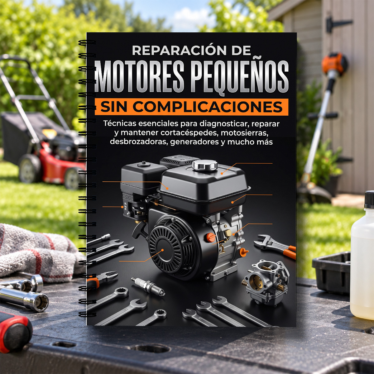 TEMU Cuaderno de de reparación de motores pequeños versión en español: Cuaderno de estudio con encuadernación en para cortacéspedes, motosierras,