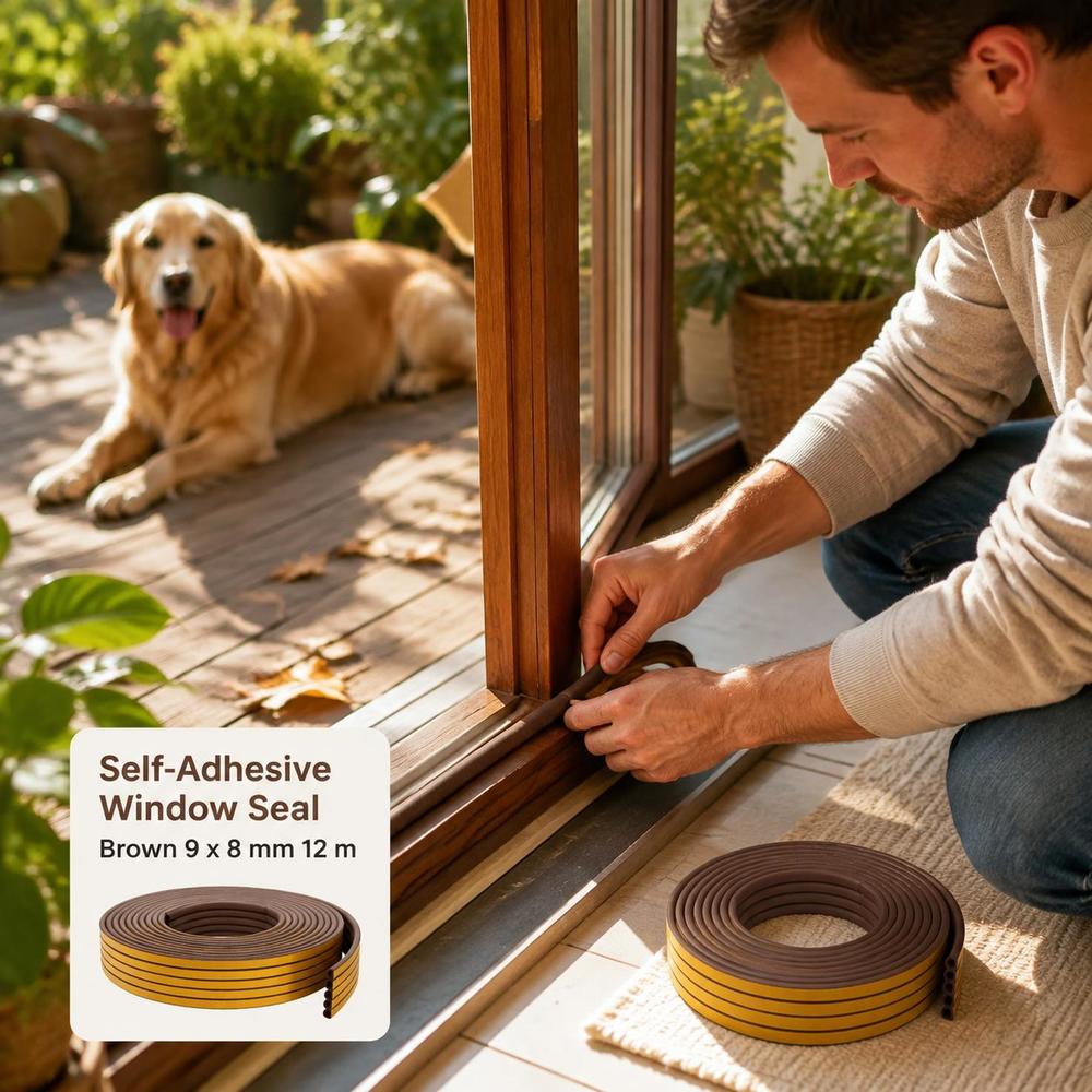 Image of Self Adhesive Window And Door Seal Strip, Flexible Epdm Foam Weatherstripping Tape 9 X 8mm 12m Length For Filling Insulation And Dust Proofing In Windows Cabinets And Doors