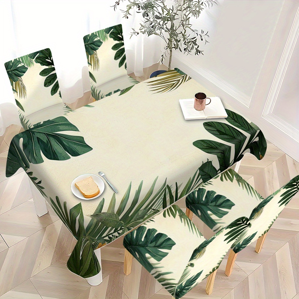 5pcs set 7pcs set chair cover and tablecloth set 1pc of tablecloth 4pcs of chair covers or 1pc of tablecloth 6pcs of chair covers suitable for restaurants living rooms home decoration   reusable beautiful