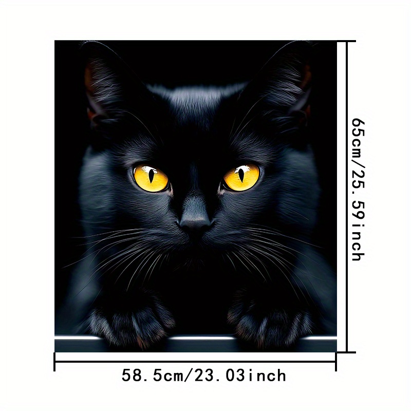 TEMU . Schwarze Katze mit Gelben Augen Magnetische Geräteabdeckung - 23x25,59 Zoll Kleberfreie Dekorationsfolie für Geschirrspüler, Kühlschrank -