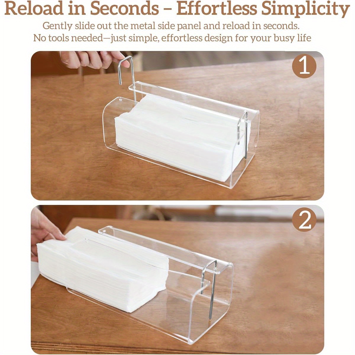 acrylic tissue box holder rectangle acrylic tissue holder with 2025 curved design silvery   9 5 x4 75   tissue box dispenser for bathroom kitchen office silvery accents Product details 0