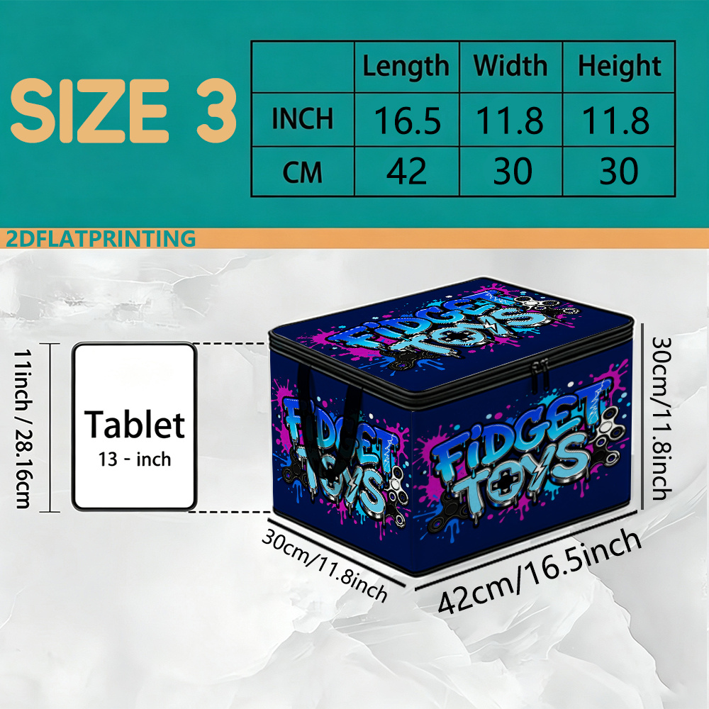 TEMU 2d Navy With Graffiti Spray Paint Splatter, Fidget English Slogan, Fingertip Spinner, Trendy Cool Cartoon Print, Under-bed Storage Box. Soft