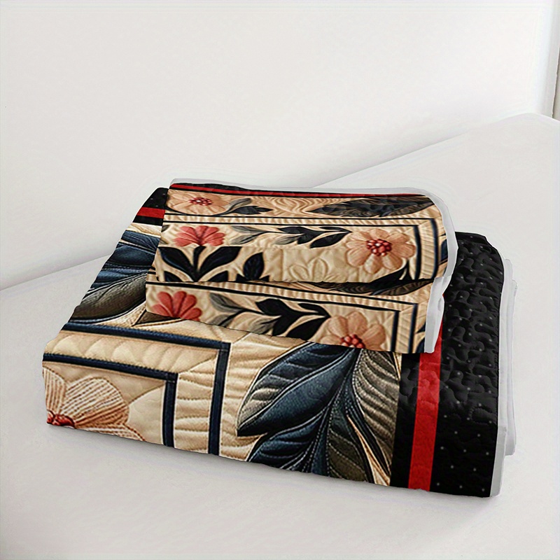 2 3pcs large floral print vintage durable quilted bedding set 1 fitted sheet 1 2 pillowcases pillow inserts not included   size for home dorm use breathable and easy to care