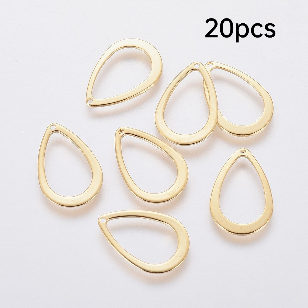 TEMU 20 pièces Pendentifs en Acier Inoxydable 304 Plaqué Or 24K, , 17x11x1mm, pour Fabrication de Bijoux de Collier, Bracelet et Boucle d'Oreille,