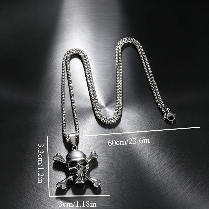 Western Pirate Skull Crossbones Pendant Necklace