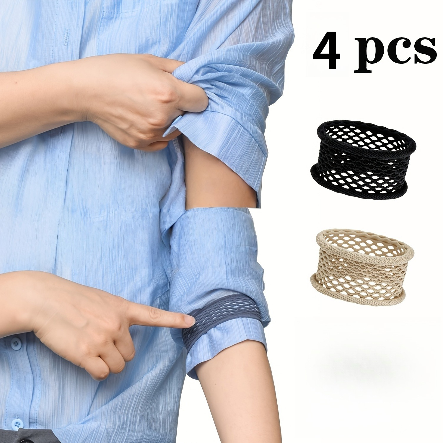 TEMU Juego de 4 muñequeras de plástico antideslizantes de elasticidad, puños respetuosos con , ajuste , anillos elásticos para brazos para fitness,