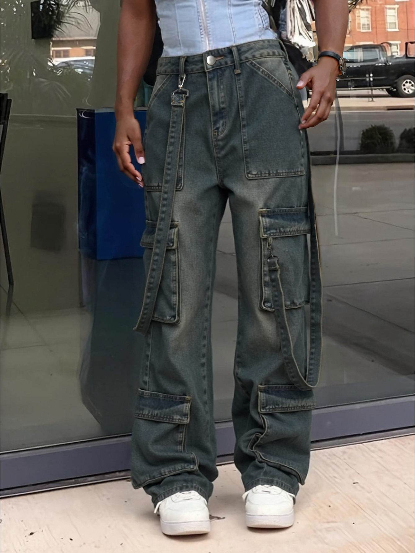 cargo denim pants sold on Temu United States