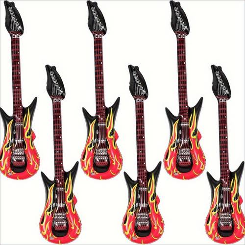 3pcs inflatable guitars blow up flame guitar air inflation musical instruments 80s and roll party decorations musicial party favors for photography props decorations