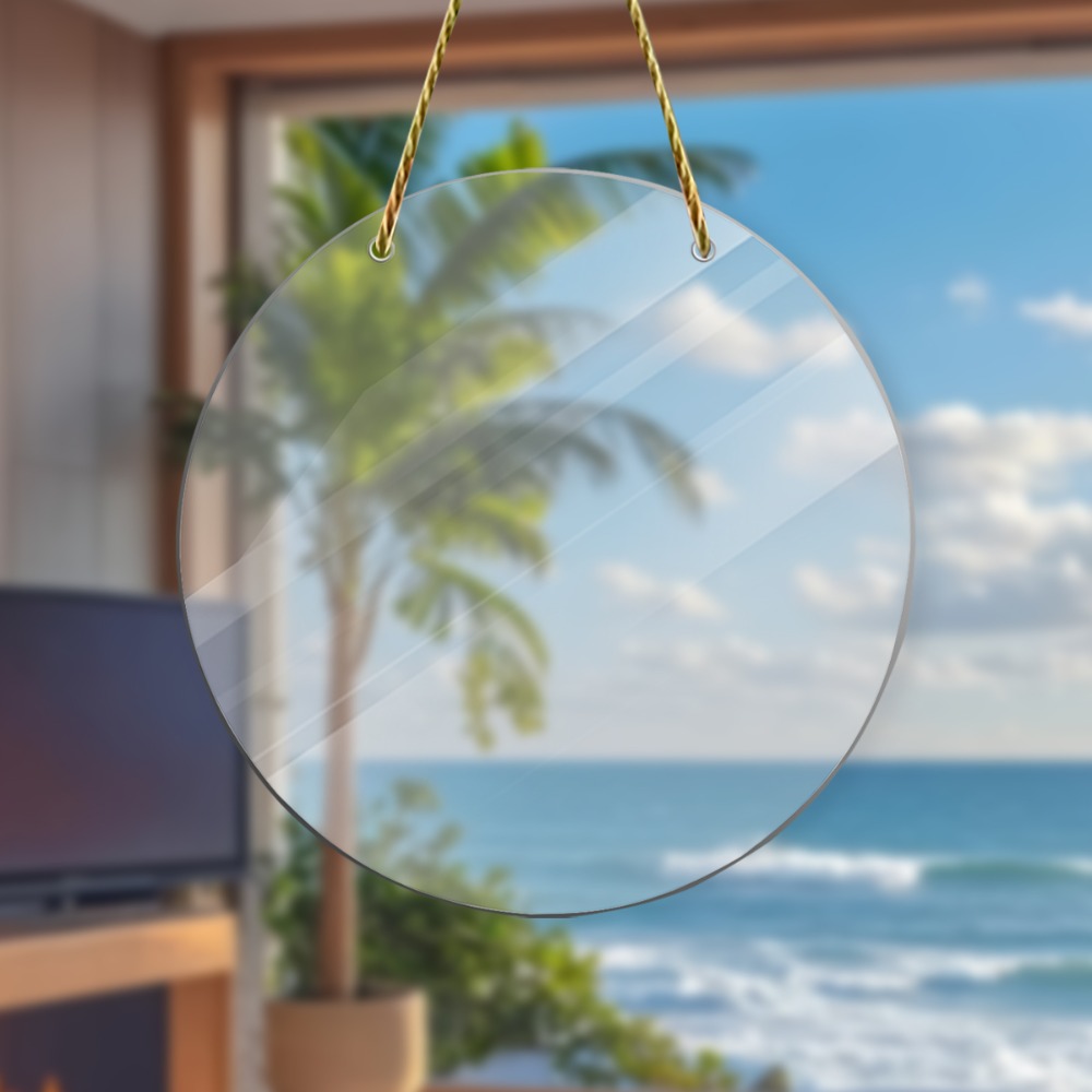 TEMU 2d Flat Printing 1pc Transparent Acrylic Round Disc With Hanging Hole - Circular Clear Blank Board For Crafts, Painting, And Holiday Decor -