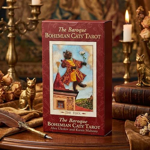 baroque deck 12 x 7 cm 79 card feline fantasy vintage baroque style cat double embossed