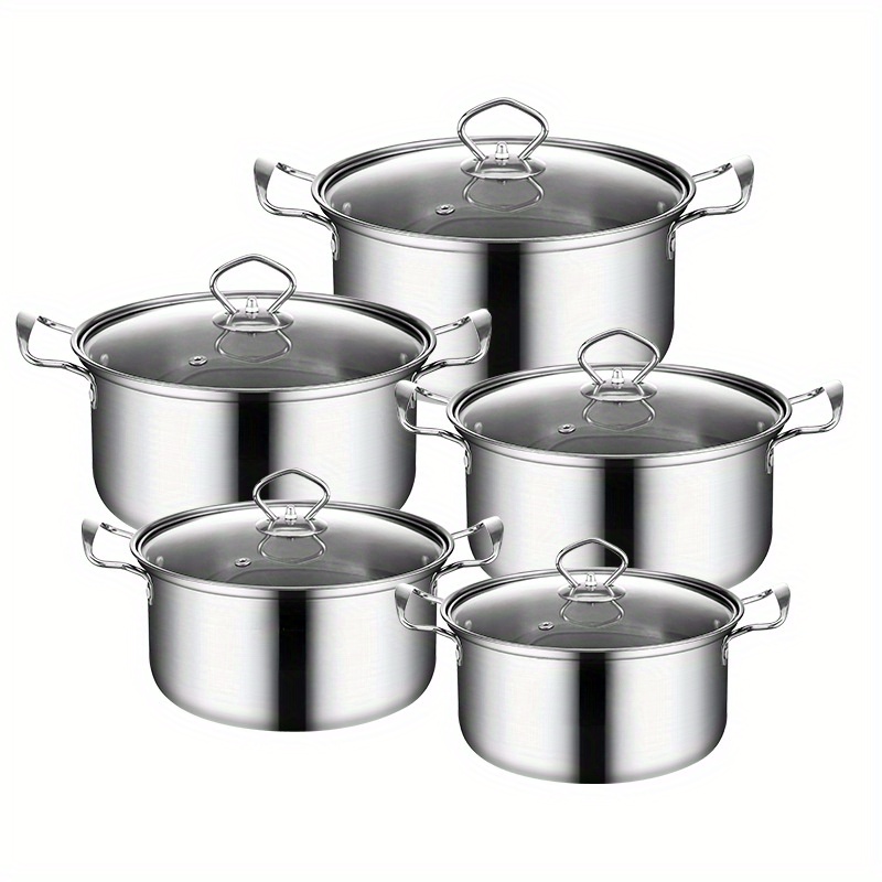 12pcs high quality 400 stainless steel pot set practical pot set household pot set thickened   pot set induction cookers and gas stoves   used details 8