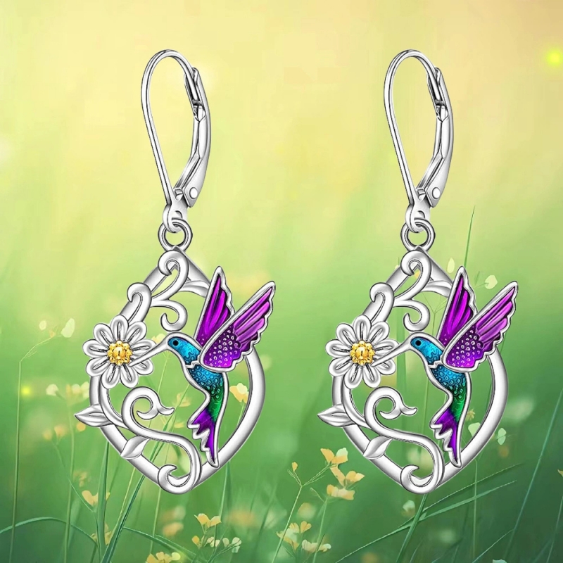 TEMU Readkiss Women' Bohemian Leaf Earrings - Enamel Flower & -free Drop Dangle Jewelry Suitable For Daily Wear, Parties, Vacations, Retro Vintage