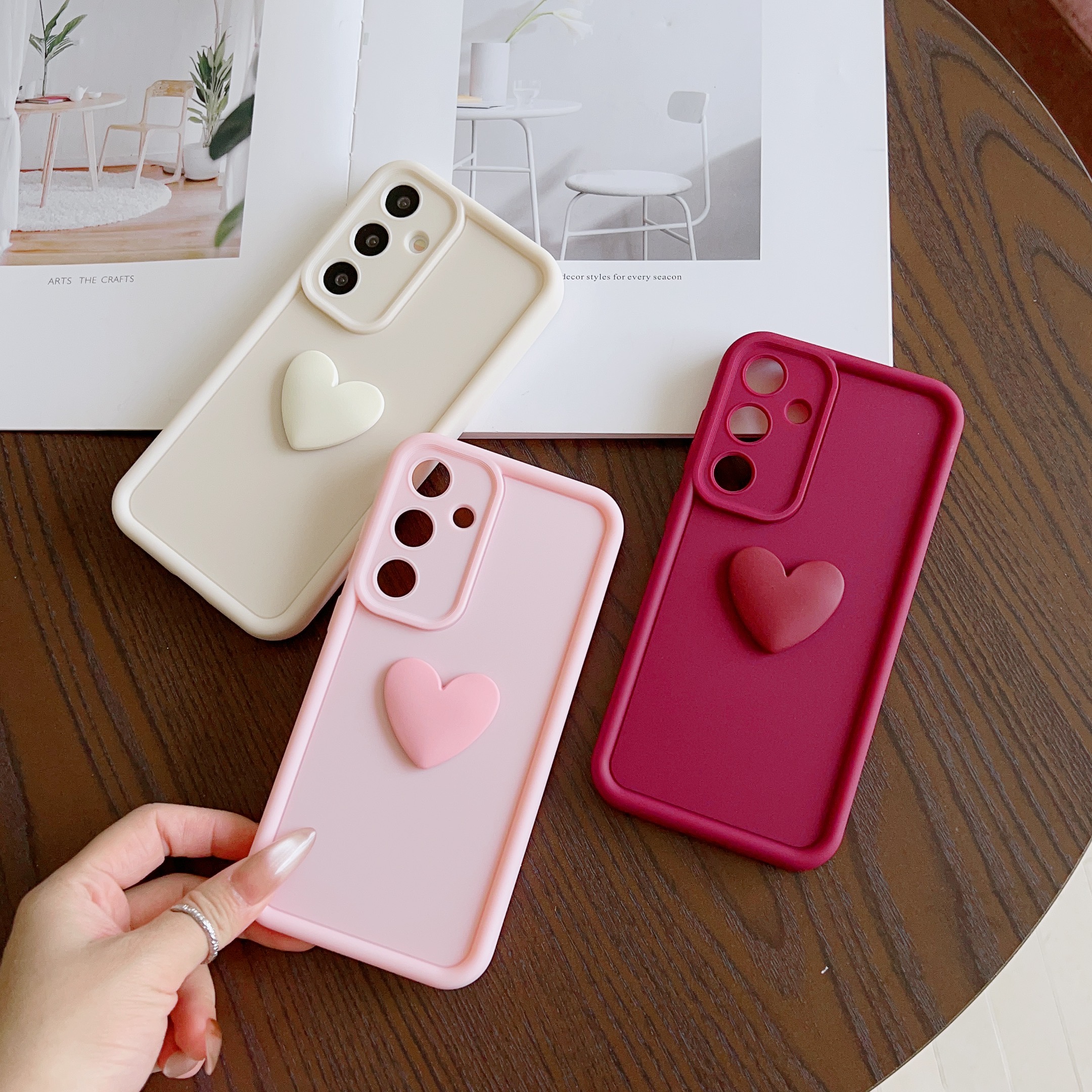 TEMU Phone Case: 3-pack Full Coverage Three-dimensional Heart Soft Phone Case, Christmas Gift, Birthday Gift, Suitable For Series S26/s26 Plus/s26