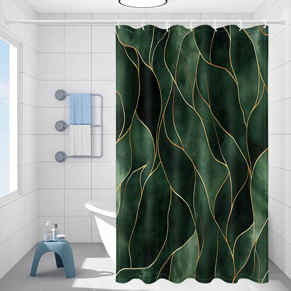 TEMU 1pc Pattern, Luxurious Style Printed Shower Curtain, Bathroom Home Decor With Plastic Hooks For Machine Washable Window Curtain Bathroom Curtain