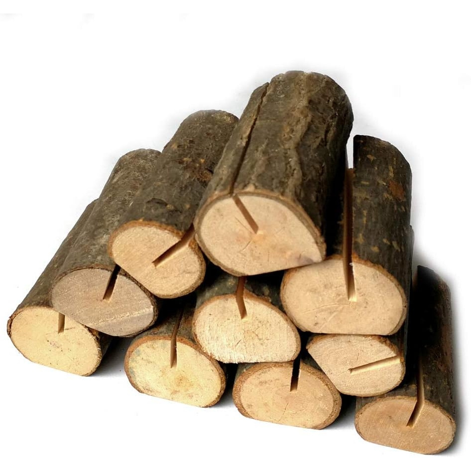 TEMU 15pcs Set Rustic Wooden Card Holders, Party Wedding Table Number Card Holders, Wood Veneer Memo Clips