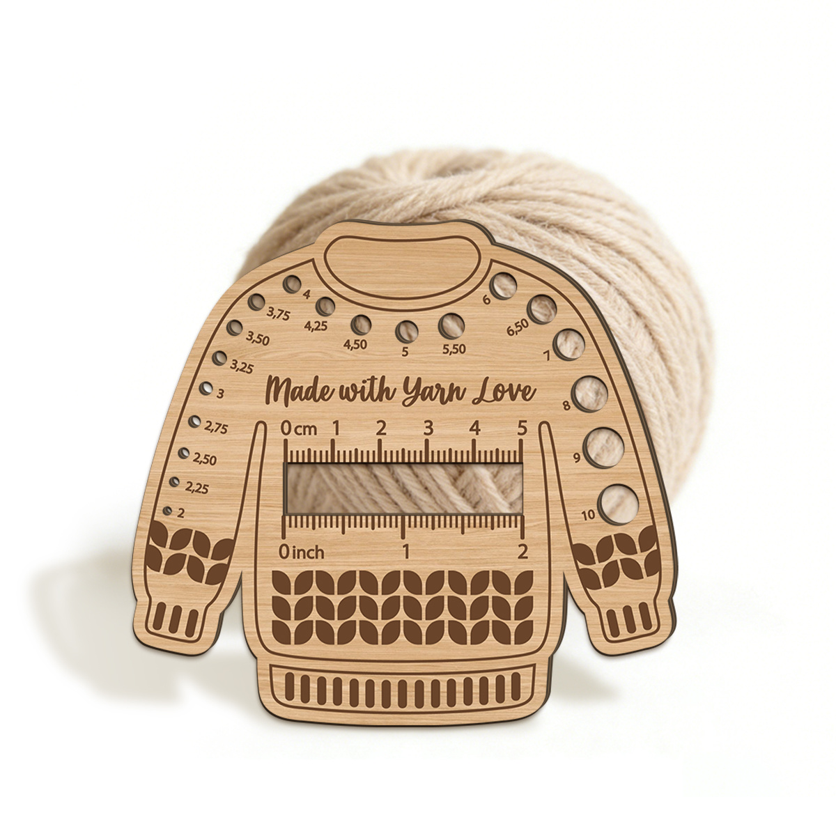 item picture multifunctional wooden needle gauge suitable for knitting needles and crochet hooks with size indicators   a practical measuring tool for knitting crochet and sewing perfect for craft enthusiasts