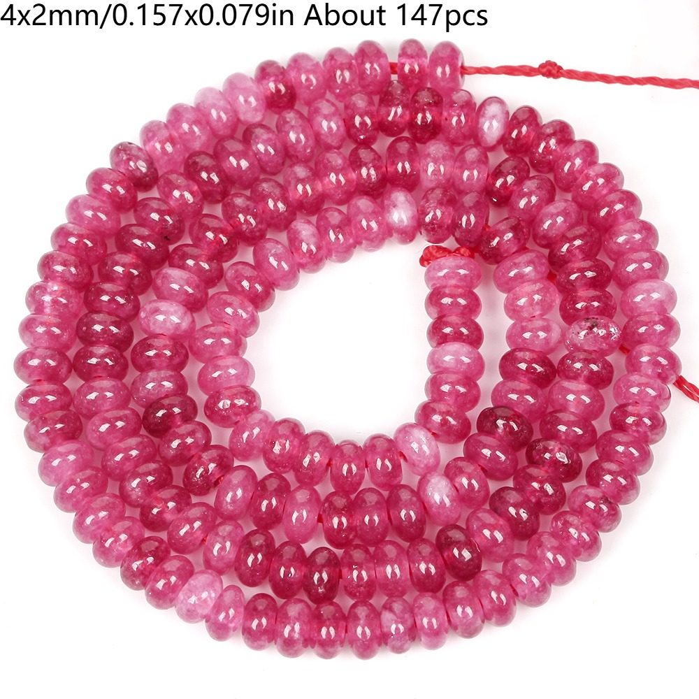 TEMU 4x2mm Pink Chalcedony Rondelle Beads And Assorted Beads For Jewelry Making, Including Approximately 147 Loose Spacer Beads On A Strand, Suitable