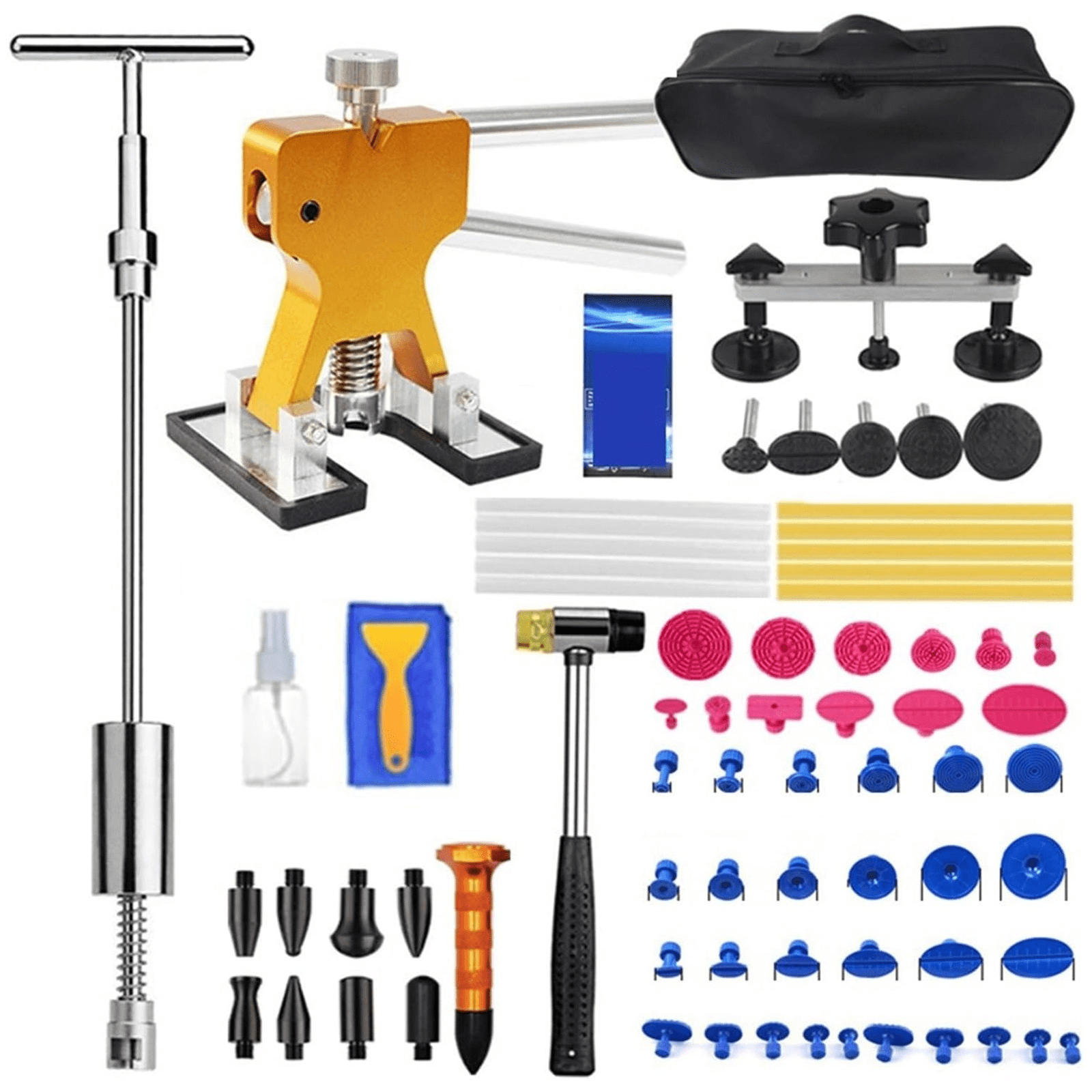 Car Dent Removal Tool Kit - Dent Puller, Slide Hammer, Bridge Puller And Suction Cup For Deep Dents; Automotive Tools For Bodywork, Hail Damage And Dent Removal