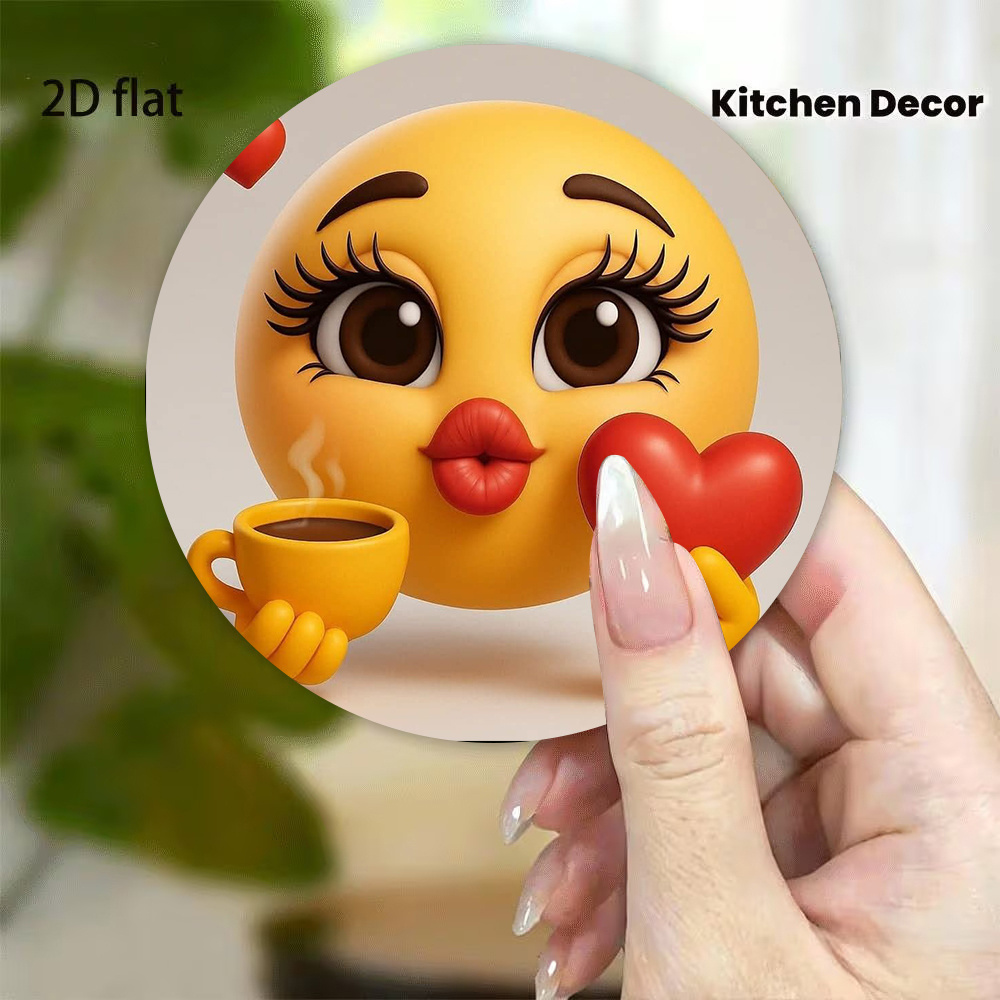 TEMU Magnete per frigorifero in acrilico con cartone animato, 8.0 cm cm, decorazione creativa per la casa, regalo , cuore di caff癡, , magnete per