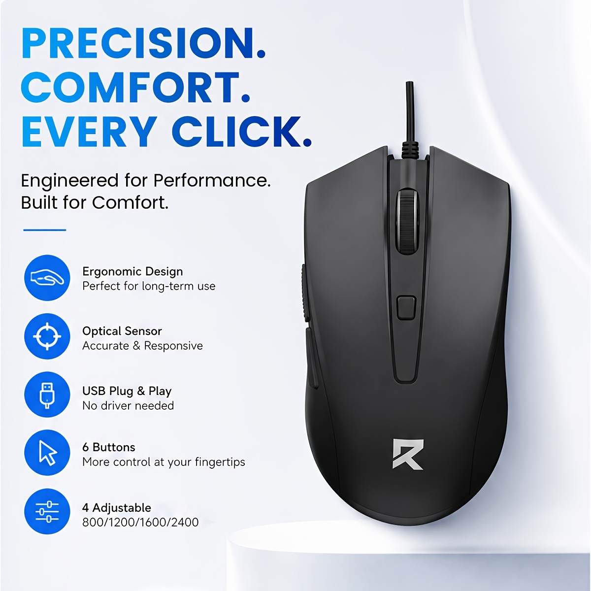mouse with side buttons sold on Temu United States