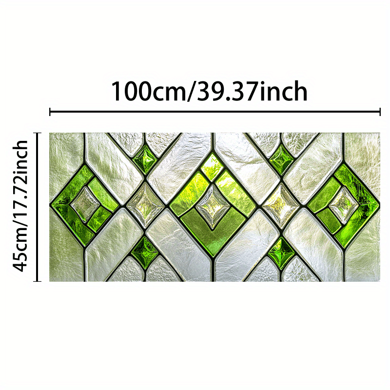 TEMU 1pc, 2d Flat Geometric Rhombus Pattern Colored Glass Window Film, Suitable For Doors And Windows Pvc Static Cling Film, Suitable For Living