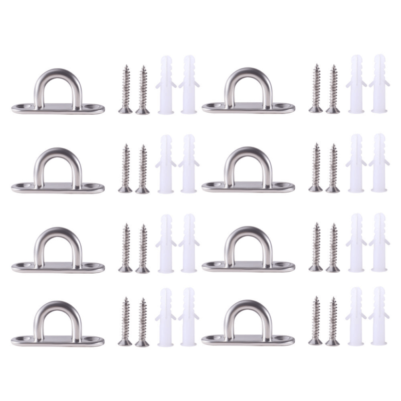 Image of 8pcs 5mm Eye Plate Stainless Steel With Eyelets Eye Plate M5 Deck Plate, Corrosion Resistant, , Suitable For Walls And Ceilings Etc Fixed Suspension