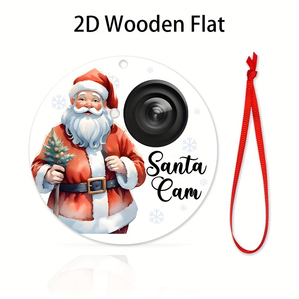 TEMU 1 adorno de madera de Papá Noel, 2D , sin necesidad de electricidad, ideal para Navidad, Acción de Gracias, adornos de árbol de Navidad y