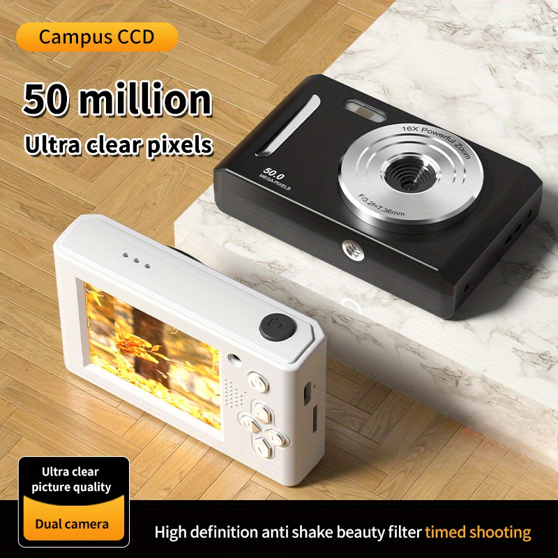 CCD Camera, 8* Zoom, 1080P HD Front and Rear Retro Card Camera, Travel  Photo Video Photography, A for