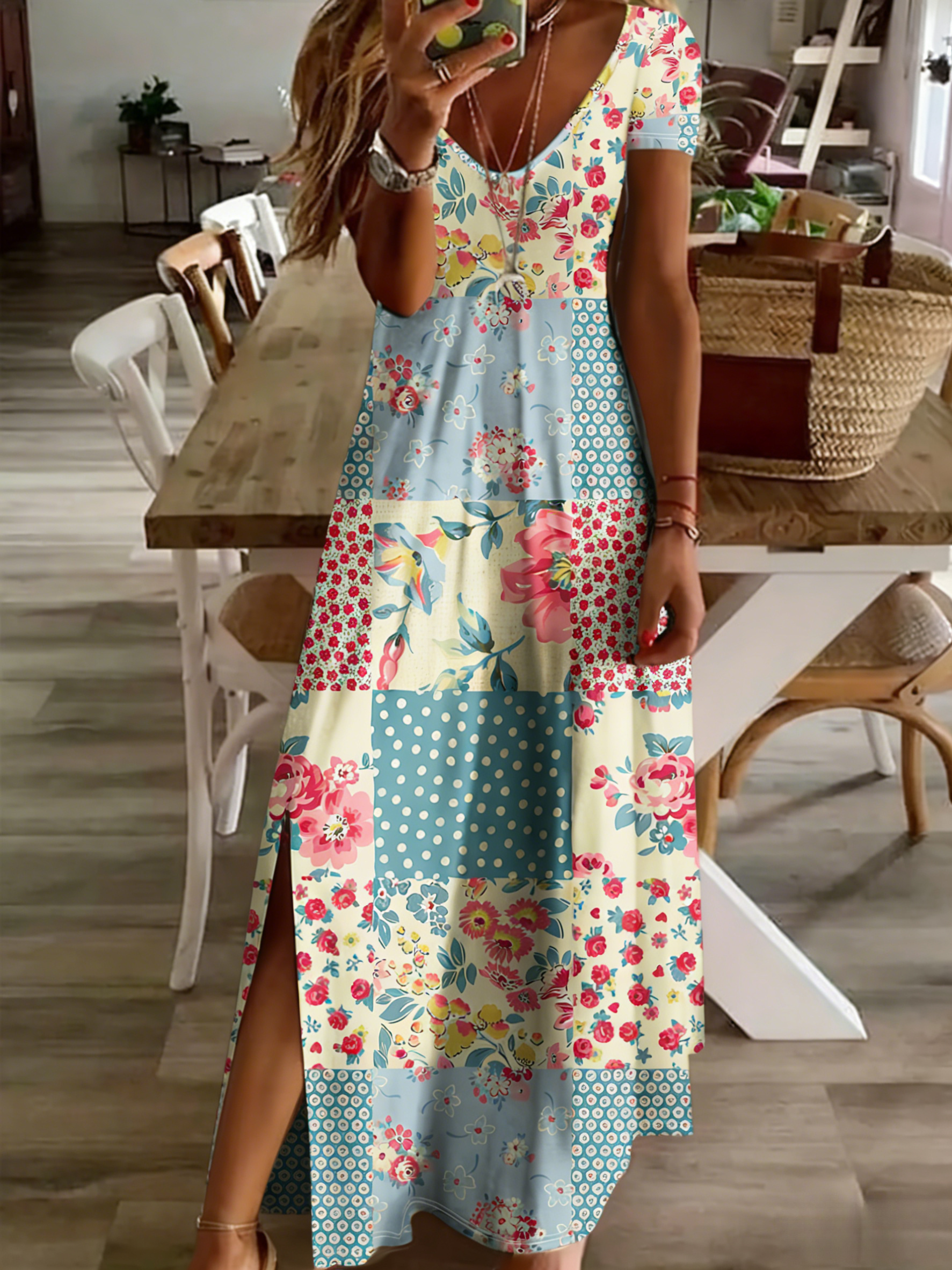 maxi dress beach wear Halter Neckline Fuchsia A-line Long Prom Dress Beach Dresses – jkprom main image 0