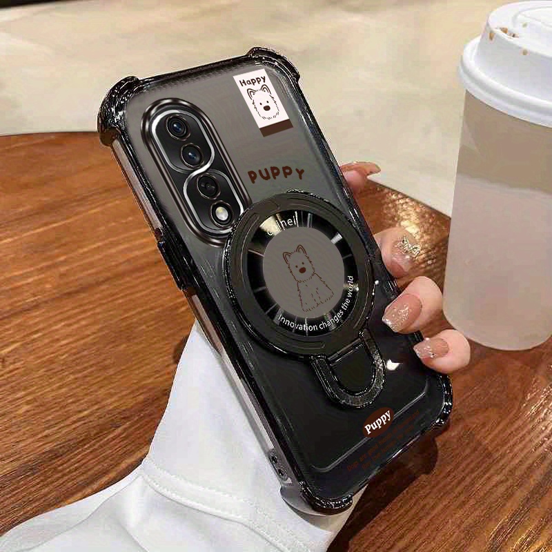 TEMU Clear Magnetic Cartoon Dog Phone Case For Huawei Honor 90, Shockproof And Anti-drop Back Stand