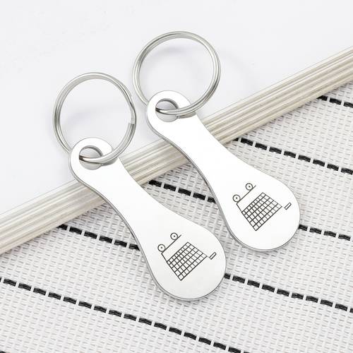 3pcs set of stainless steel keychains with shopping cart logo pattern classic stylish and suitable for men and women for casual attire
