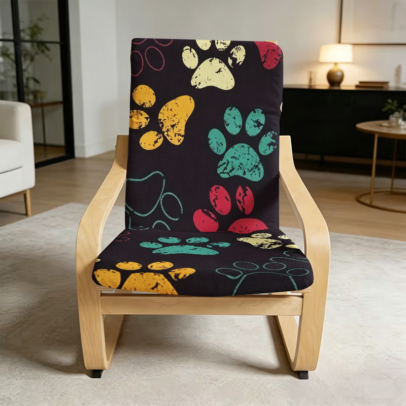 TEMU 1 de sillón reclinable con estampado de de patas coloridas retro, compatible con protector de cojín para silla , cubierta elástica extensible