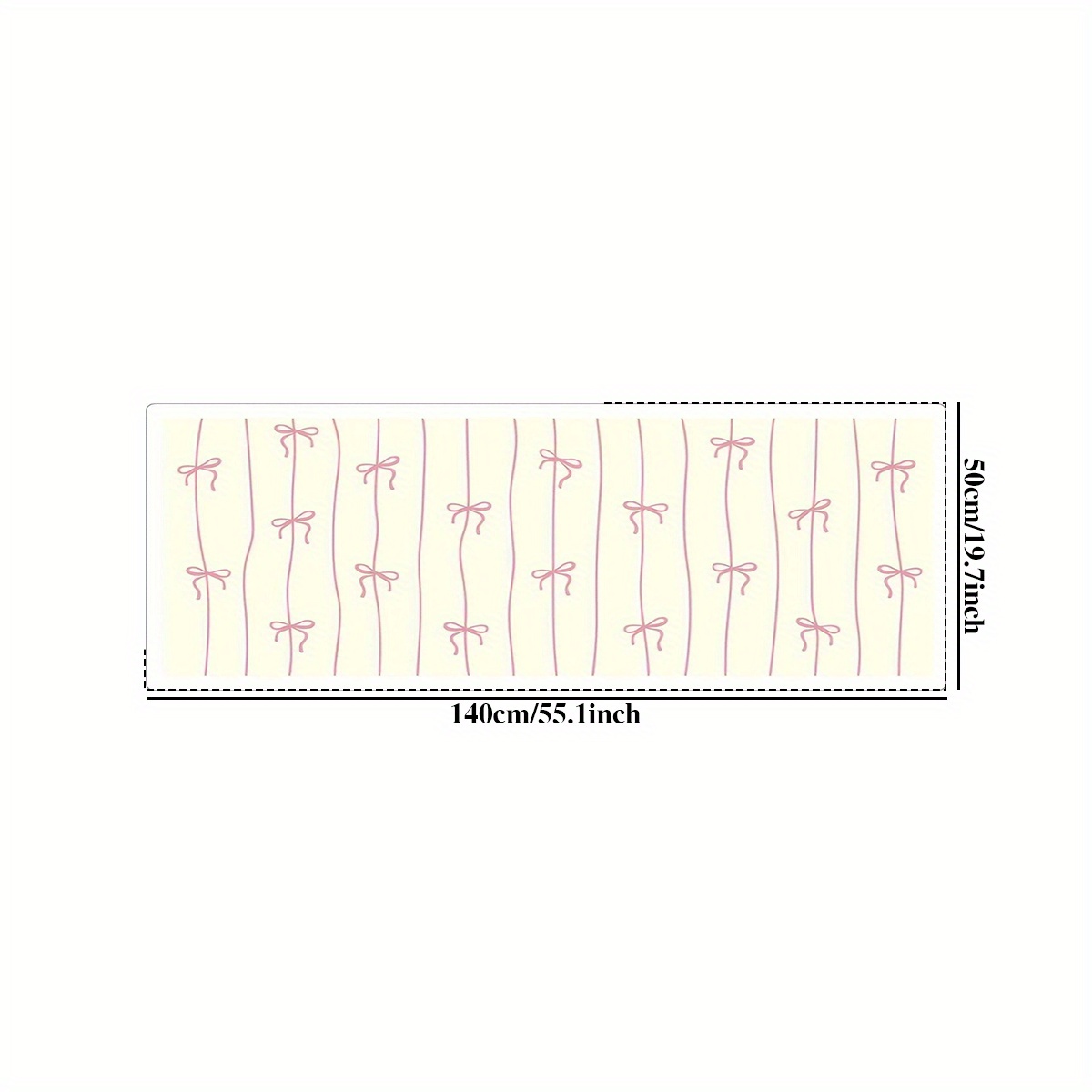 TEMU 1pc Of Faux Cashmere, 1000g, 10mm Thick, 40x110cm, Pink Bow Striped , Non-slip, Soft And Fluffy Floor Mat, Suitable For Bedroom, Living Room,
