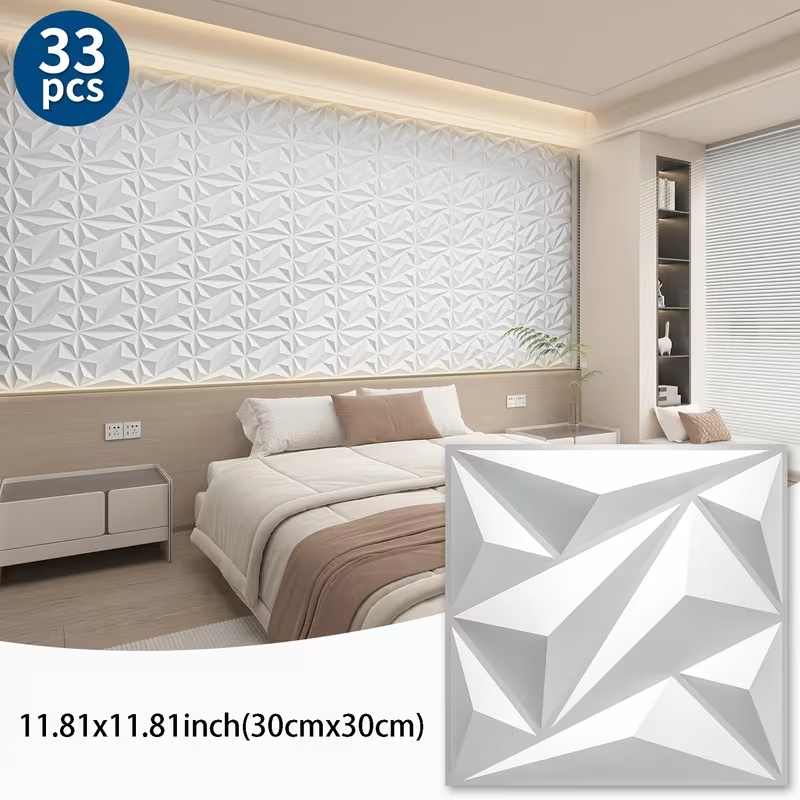33pcs Pack White Xpe 3d Wall Panels Suitable For , Thick Paintable Tiles With Installation, Textured For Diy Room Decoration, Wallpaper Covering, Indoor Background Panels