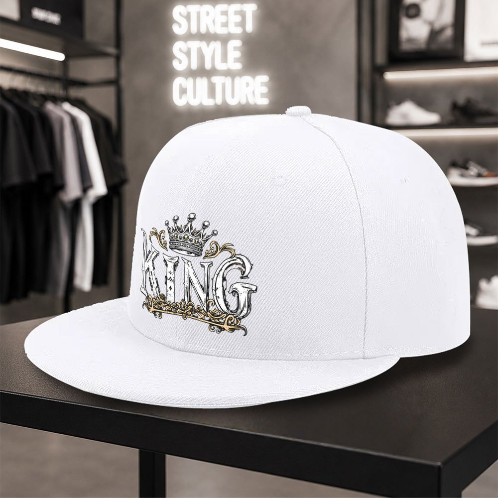 TEMU 1 pièce KING Casquette de baseball unisexe à visière plate avec couronne bec de canard - Réglable, légère, adaptée pour , les , les fêtes -