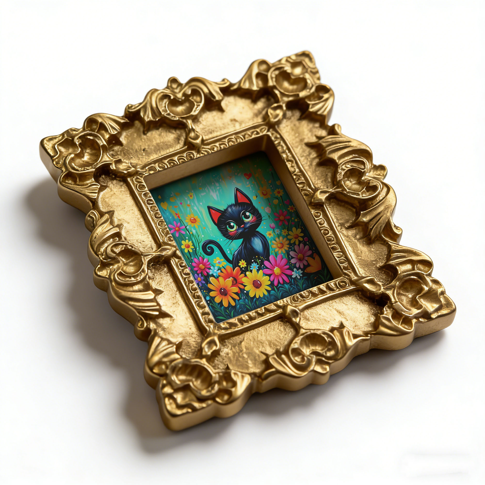 TEMU A Single Magnetic Fridge Magnet Featuring A Small, Artistic Black Cat Amidst A Garden, Perfect For A To Your Kitchen Decor And An Ideal Gift Cats And