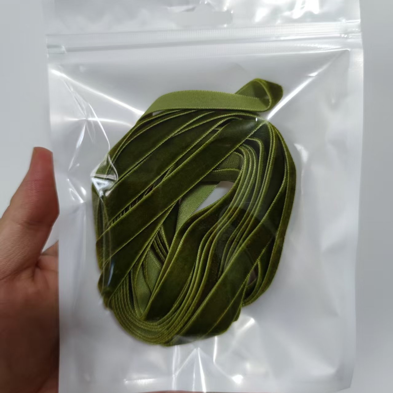 Luxury Handmade Olive Green Velvet Ribbon - 10mm Wide Premium Military Green Texture, Soft And Luxurious Feel - Perfect For Wedding Party Decorations