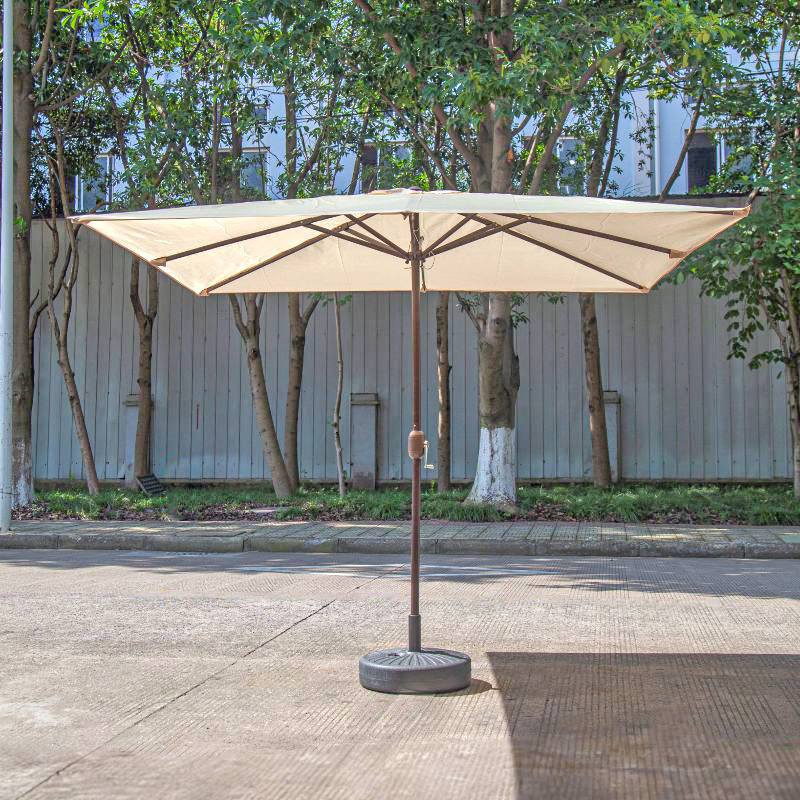MATT&HANN Large 2.5x2.5m/98.4" Outdoor Oxford Cloth Sun Umbrella with Beige Canopy & Sturdy Black Frame