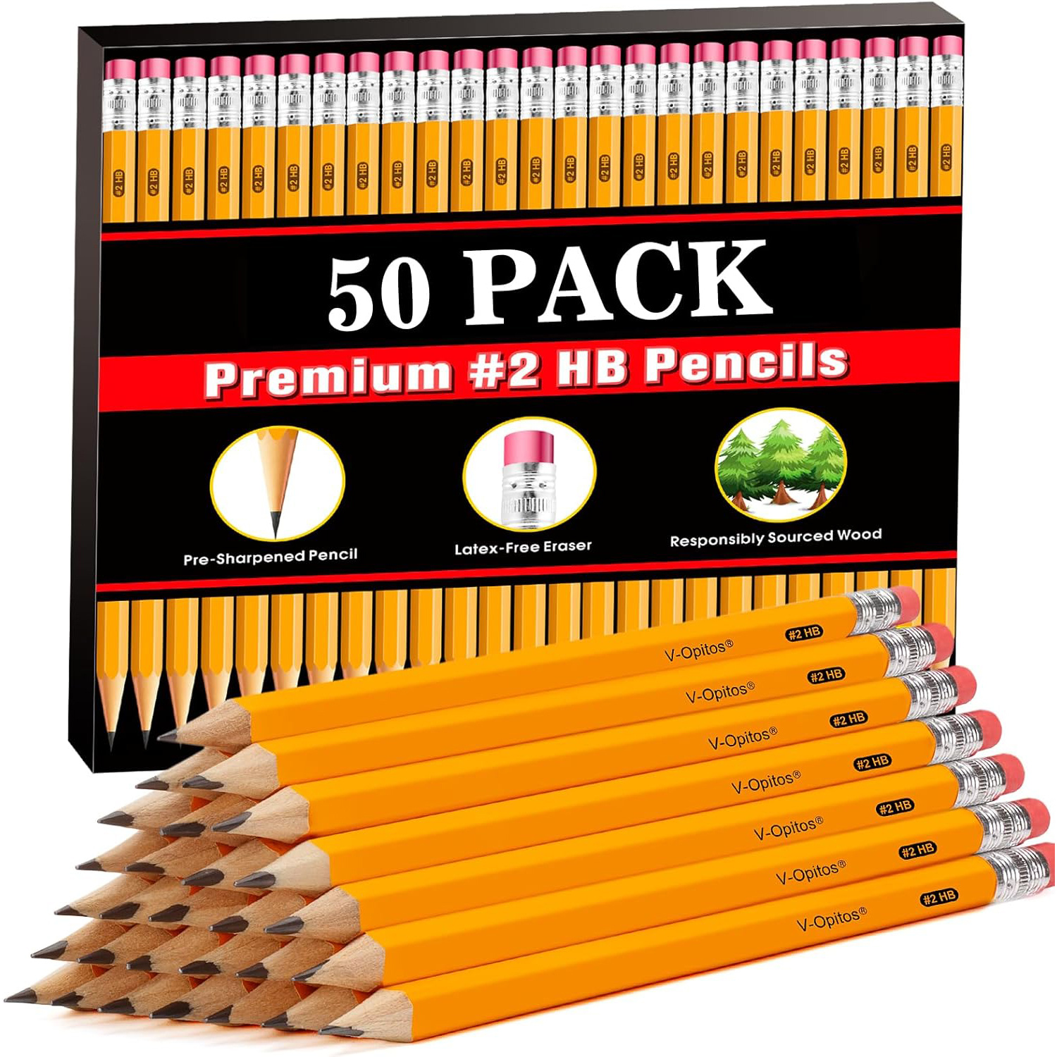 

50pcs Hb Pencils, Hb Pencils With Eraser On Top, Loose Pencils For School Teachers' Supplies, , Drawing, And Sketching