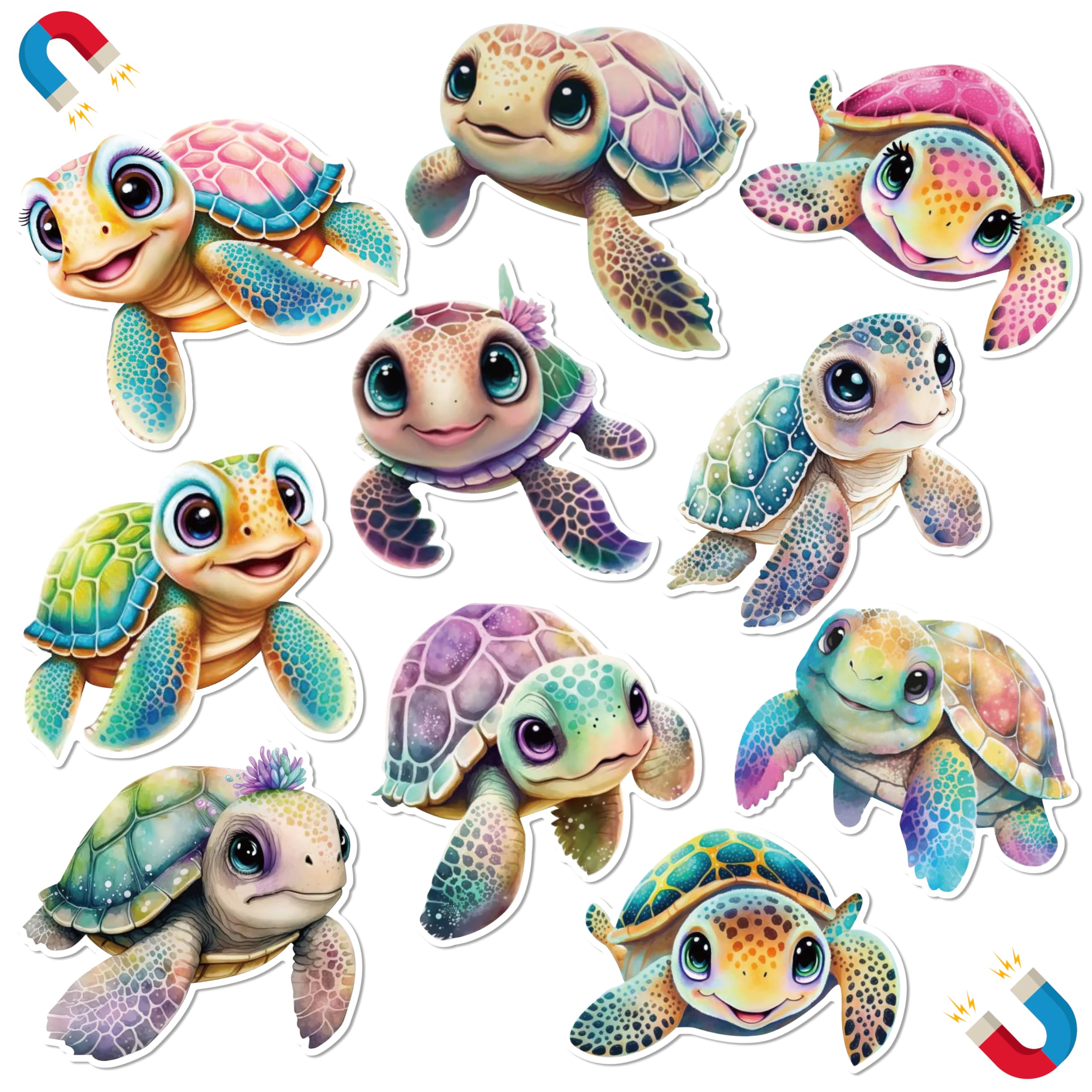 TEMU Magnetic Cruise Door Decoration Stickers - 10pcs Set Turtle Pattern Cruise Magnetic Stickers, Ocean Turtle Theme Car, Ship Cabin, Refrigerator