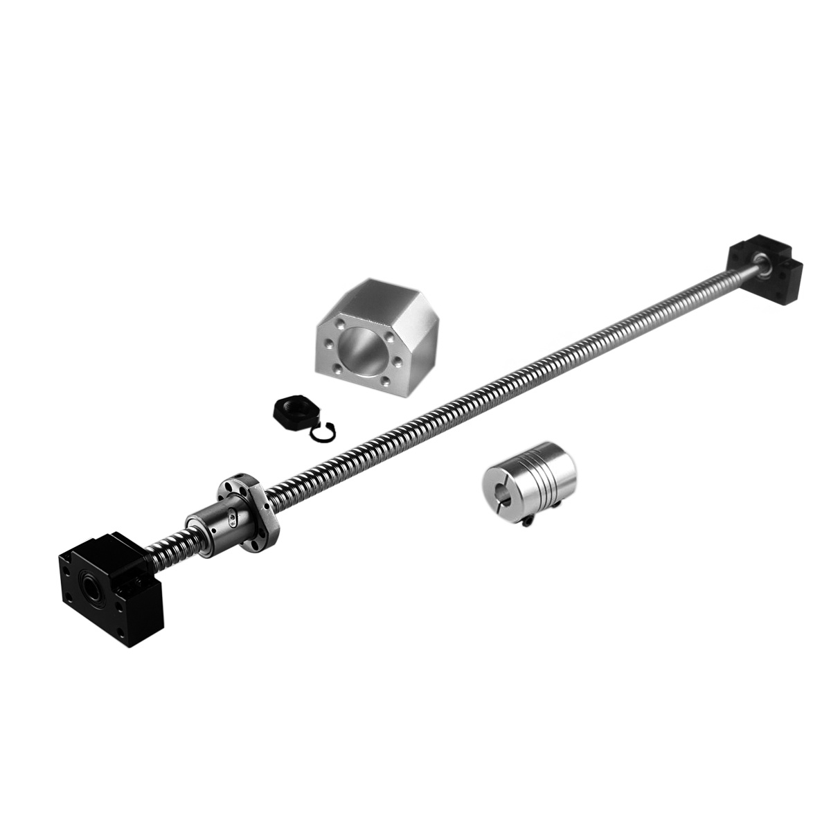 1pc Sfu1605 1500mm/1550 Mm Threaded Spindle Ball Screw With Bk12/ Support Nut Housing And For Drill, Lathes And Machines Etc