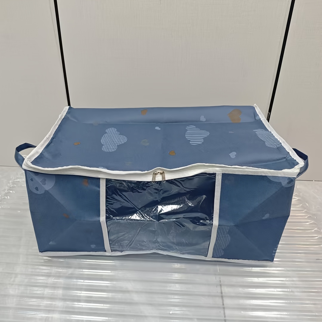 TEMU Foldable Storage Bag Set With Handles, Large Capacity Organizer For Blankets, Bedding & Moving - Unscented, No Battery, Power-free Operation