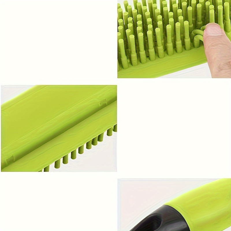1pc   rubber grooming brush with durable plastic handle green white bristles for dog bath massage and   cleaning of sofas clothes   11cm length 1cm diameter Product details 7