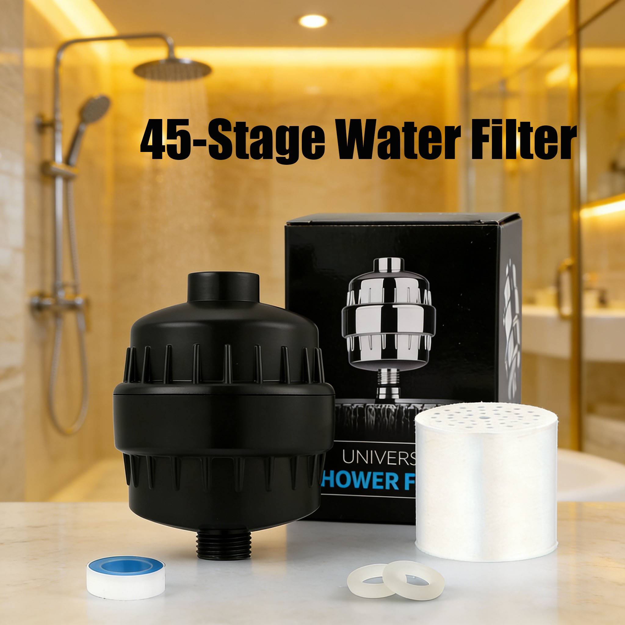TEMU Filtro de Ducha en Pared de 11cm/4.33 In-1pc 45 Niveles, Filtración de Agua , Adecuado los Cabezales de Ducha y Grifos Específicos, Superficie