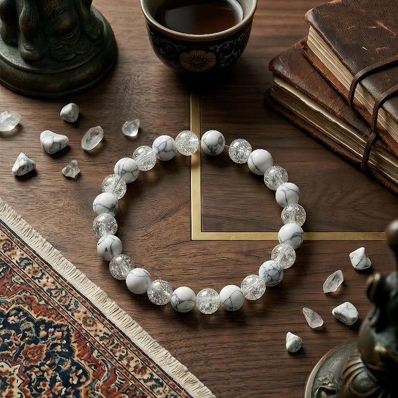 4pcs Beaded Bracelet Set, Chinese Style Layered Bangles