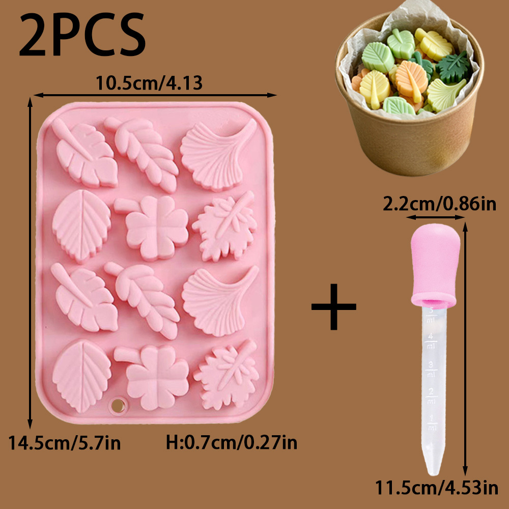 TEMU Juego de 2 piezas (1 molde de hojas de 12 cavidades + 1 ) Molde de silicona para de hojas y hoja de para manualidades DIY, para resina epoxi,