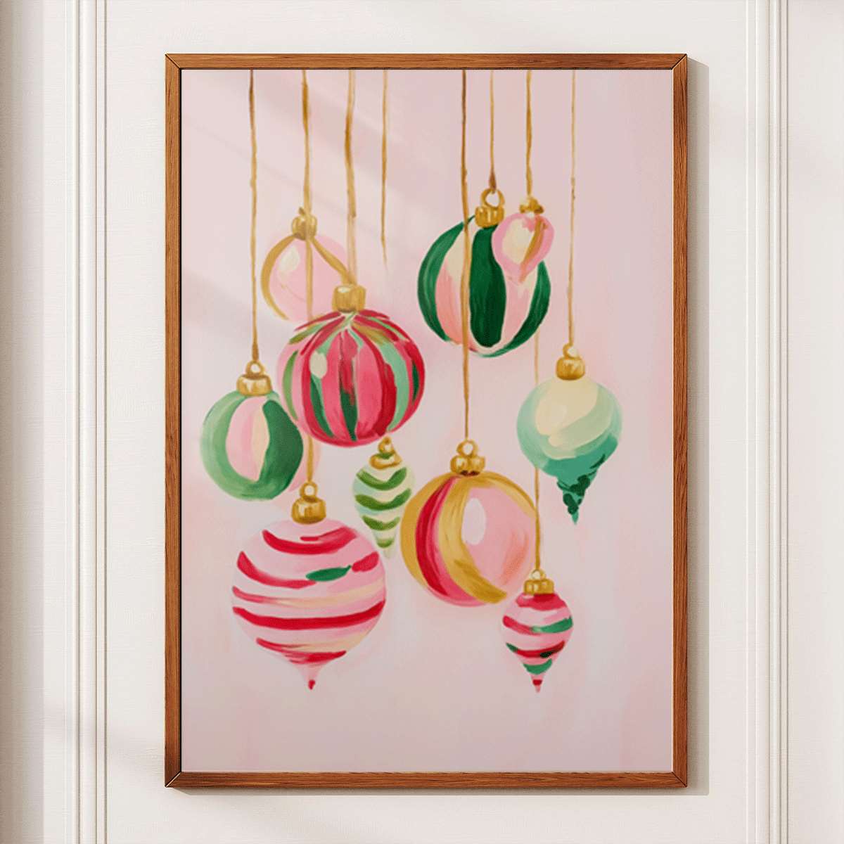 TEMU 2D Flach, 1 Stück 2D Flachdruck Weihnachtsornamente | Abstrakter Stil Wanddekoration, Ungerahmtes Leinwandbild, Geeignet für Wohnzimmer,